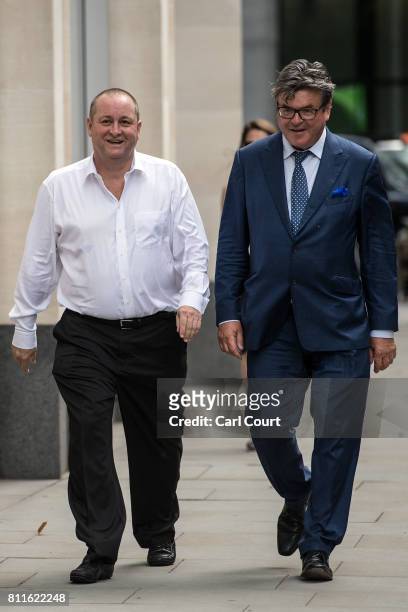 Owner of Sports Direct and Newcastle United, Mike Ashley , arrives at the High Court on July 10, 2017 in London, England. Mr Ashley is defending...