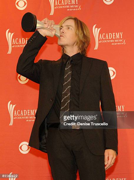 Musician Jack Ingram winner of the Top New Male Vocalist poses in the press room during the 43rd annual Academy Of Country Music Awards held at the...
