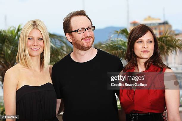 Actress Gwyneth Paltrow, Director James Gray and actress Vinessa Shaw attend the Two Lovers Photocall at the Palais des Festivals during the 61st...