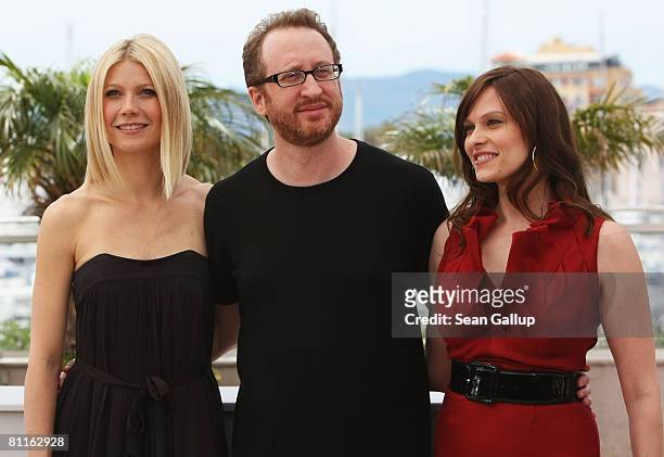 Actress Gwyneth Paltrow, Director James Gray and actress Vinessa Shaw attend the Two Lovers Photocall at the Palais des Festivals during the 61st...
