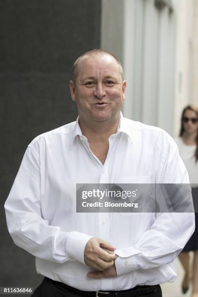 Mike Ashley, billionaire and founder of Sports Direct International Plc, arrives at court for a lawsuit hearing in London, U.K., on Monday, July 10,...