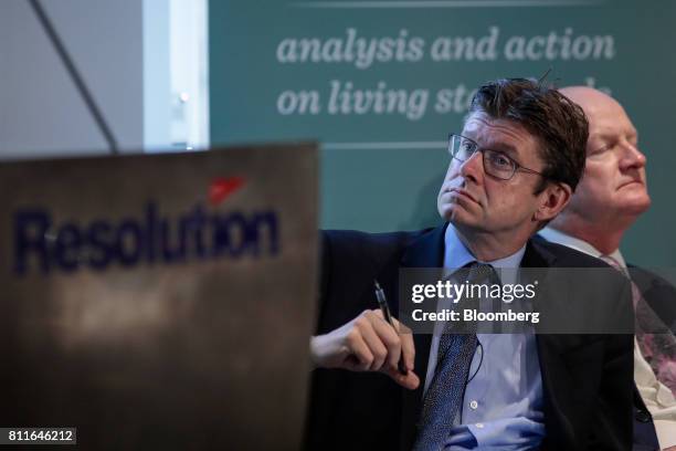 Greg Clark, U.K. Business secretary, listens ahead of delivering a speech on industrial strategy to the Resolution Foundation in London, U.K., on...