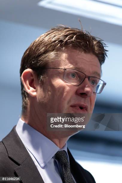 Greg Clark, U.K. Business secretary, delivers a speech on industrial strategy to the Resolution Foundation in London, U.K., on Monday, July 10, 2017....