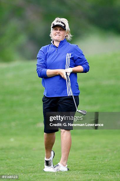 Eva Dahllof of Sweden reacts to her shot during the first round of the SemGroup Championship presented by John Q. Hammons on May 1, 2008 at Cedar...