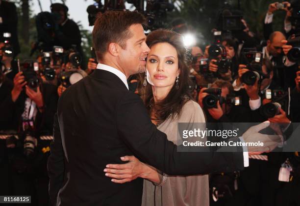 Brad Pitt and Angelina Joile arrive for the 'Changeling' Premiere at the Palais des Festivals during the 61st International Cannes Film Festival on...