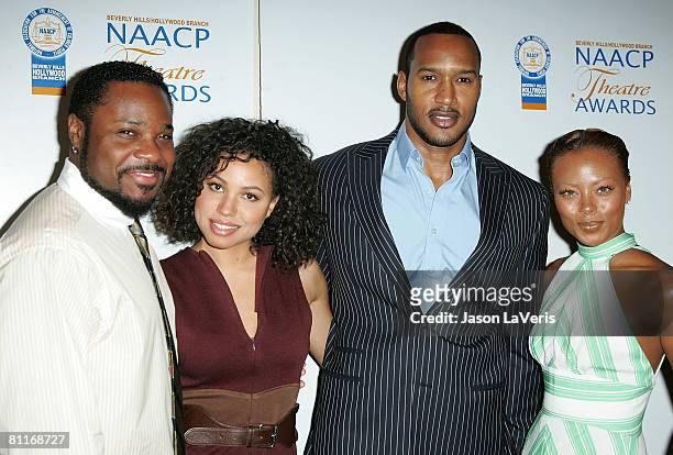 Actors Malcolm-Jamal Warner, Jurnee Smollett, Henry Simmons and model Eva Pigford at The 18th Annual NAACP Theatre Awards Press Conference at the...