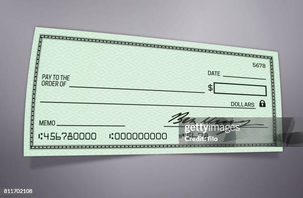 ilustraciones, imágenes clip art, dibujos animados e iconos de stock de cheque en blanco - cheque en blanco