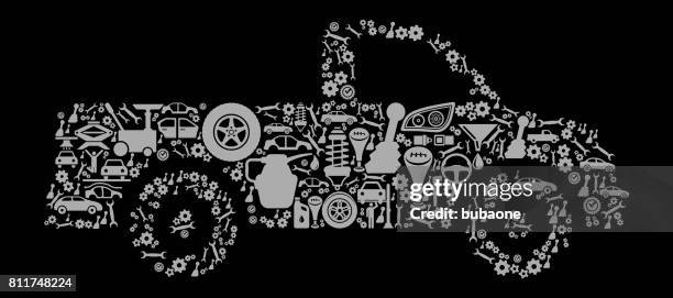 pick up truck auto reparatur autos und kfz vektor icon hintergrund - tow truck icons stock-grafiken, -clipart, -cartoons und -symbole