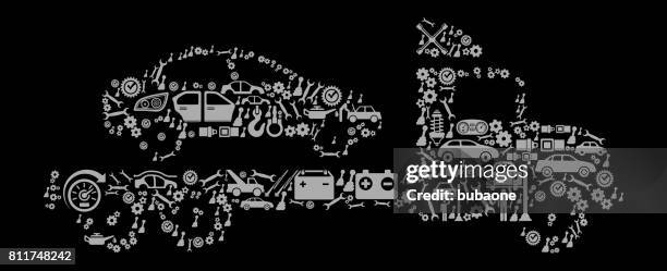 versand auto lkw auto reparieren autos und kfz vektor icon hintergrund - tow truck icons stock-grafiken, -clipart, -cartoons und -symbole