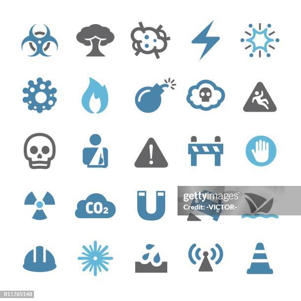 danger warning icons - qual series - nuclear explosion icon stock illustrations
