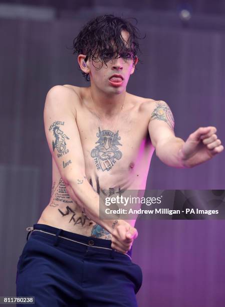 Matthew Healy from The 1975 performs on the main stage at the TRNSMT music festival at Glasgow Green in Glasgow with a Sunday line-up of acts...