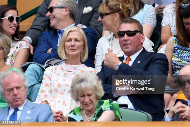 Joely Richardson and Matthew Pinsent attend day seven of the Wimbledon Tennis Championships at the All England Lawn Tennis and Croquet Club on July...