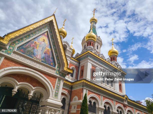 russian orthodox cathedral of st. nicholas in vienna, austria - st nicholas cathedral stock-fotos und bilder