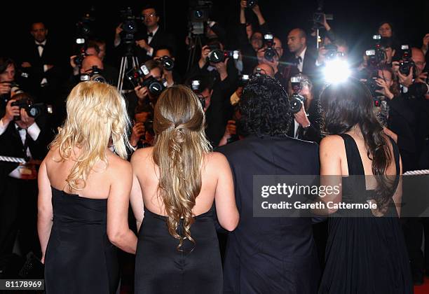 Diego Maradona and family ex wife Claudia Villafane and daughters Dalma Nerea and Giannina Dinorah attends the 'Maradona' Premiere at the Palais des...