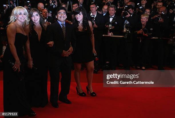 Diego Maradona and family ex wife Claudia Villafane and daughters Dalma Nerea and Giannina Dinorah attends the 'Maradona' Premiere at the Palais des...