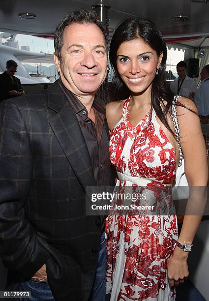 Alec Gores and Sheila Shah attend the Paradigm Agency Party held on the Bud Light Yacht during the 61st Cannes Film Festival on May 18, 2008 in...