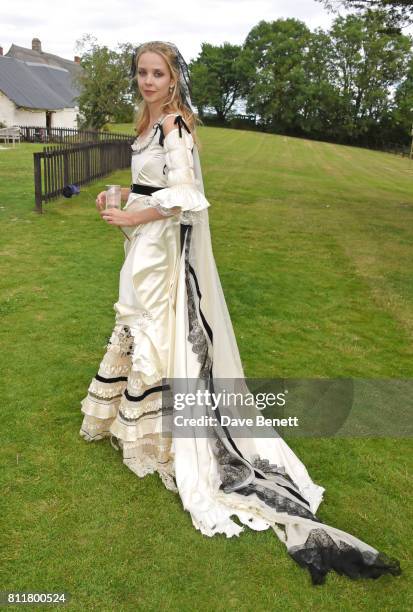 Greta Bellamacina poses at her wedding to Robert Montgomery on July 8, 2017 in Exeter, England.