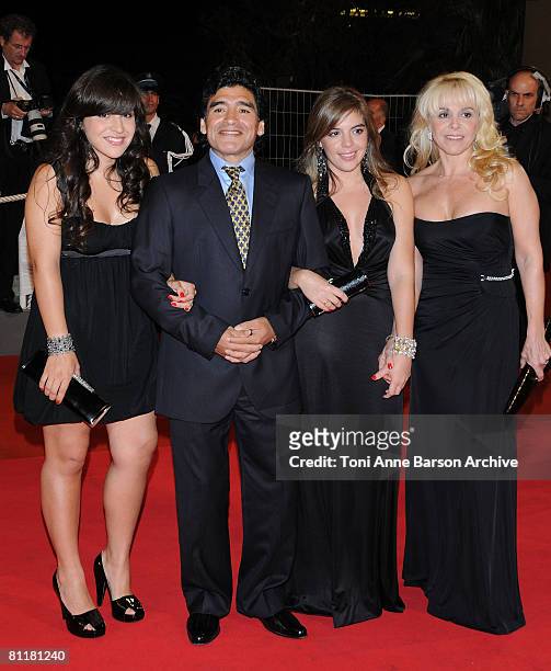 Argentinean football legend Diego Armando Maradona with his former wife Claudia Villafane and daughters Dalma Nerea and Giannina Dinorah attend the...