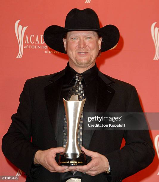 Singer Tracy Lawrence poses in the press room during the 43rd annual Academy Of Country Music Awards held at the MGM Grand Garden Arena on May 18,...