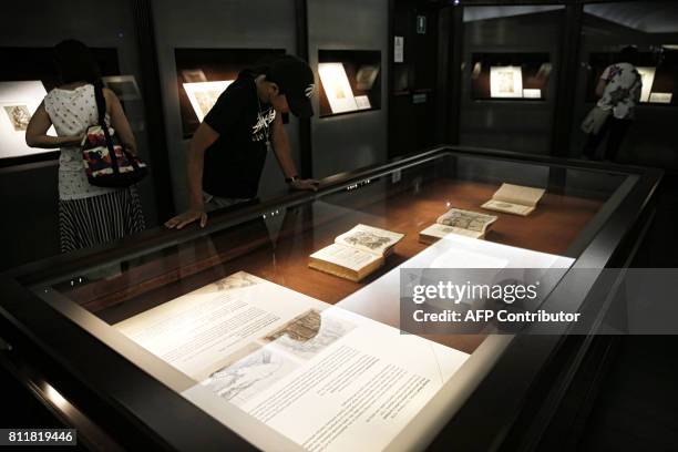 People visit the exhibition "The World of Leonardo", a collection of drawings of artists who appear in the book of art "The Lives of the Most...