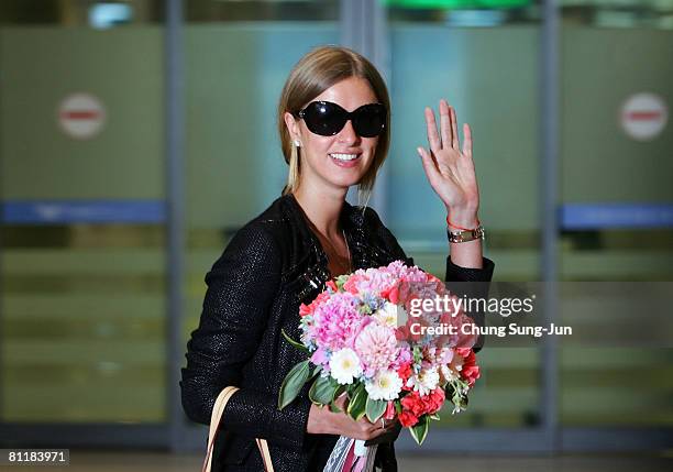 Designer and socialite Nicky Hilton arrives at Incheon International Airport on May 21, 2008 in Incheon, South Korea. Hilton arrives in Korea to...