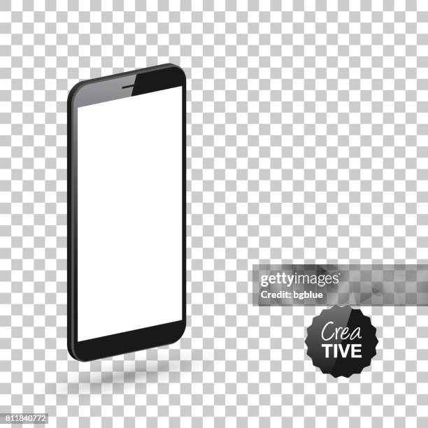 smartphone isolated on blank background - isometric mobile phone template - phone side view white background stock illustrations
