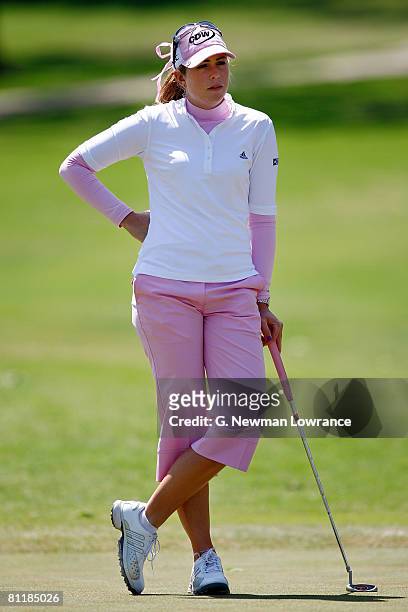 Paula Creamer looks on during the third round of the SemGroup Championship presented by John Q. Hammons on May 3, 2008 at Cedar Ridge Country Club in...