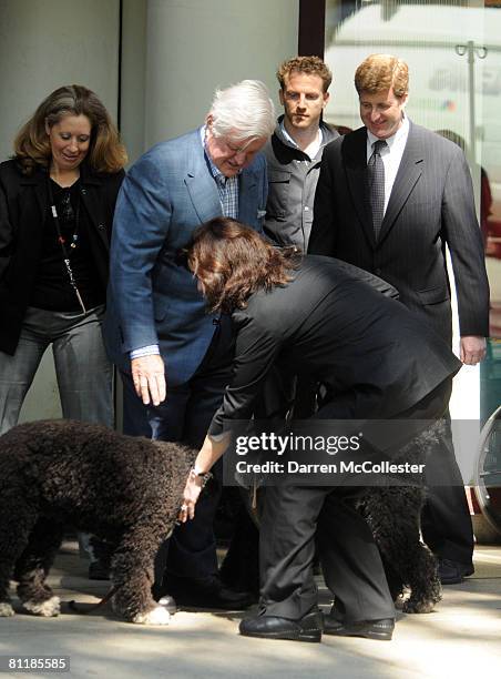 Senator Edward "Ted" M. Kennedy leaves Massachusetts General Hospital with his wife Vicki Kennedy and son U.S. Rep. Patrick Kennedy and dMay 21, 2008...