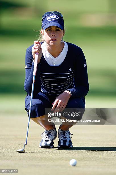 Paula Creamer lines up a putt during the second round of the SemGroup Championship presented by John Q. Hammons on May 2, 2008 at Cedar Ridge Country...