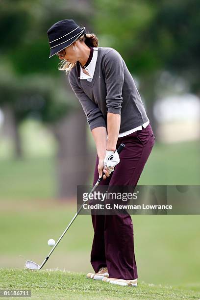 Anna Rawson of Australia chips during the first round of the SemGroup Championship presented by John Q. Hammons on May 1, 2008 at Cedar Ridge Country...