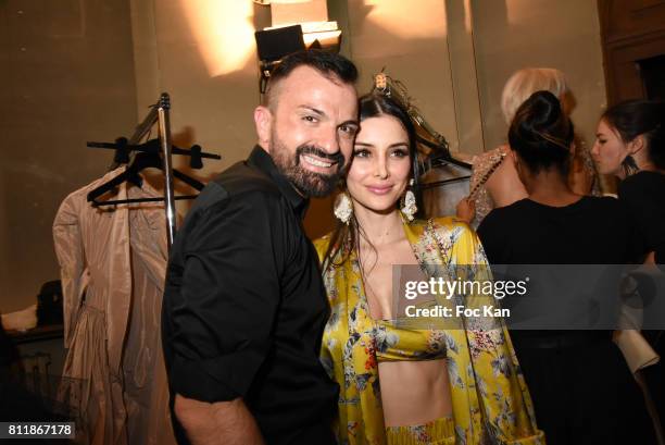 Designer Julien Fournie and Deborah Hung attend the Julien Fournie Haute Couture Fall/Winter 2017-2018 show as part of Haute Couture Paris Fashion...