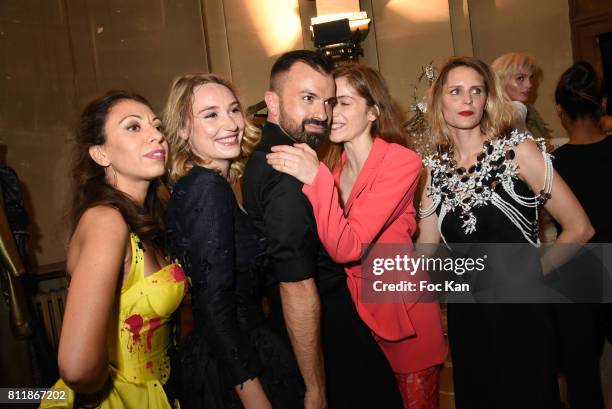 Gayanee Pierre, actress Deborah Francois, designer Julien Fournie, actresses Maud Wyler and Sabrina Seyvecou attend the Julien Fournie Haute Couture...