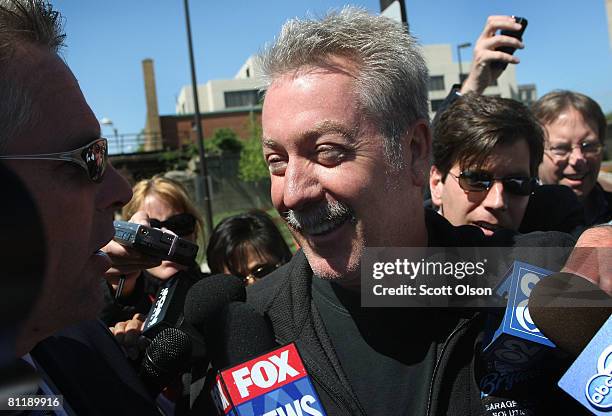 Former Bolllingbrook, Illinois police officer Drew Peterson leaves the Will County Jail after posting bail for a felony weapons charge May 21, 2008...