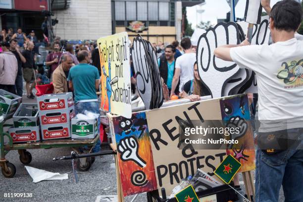 Protesters during G 20 summit in Hamburg on July 8, 2017.