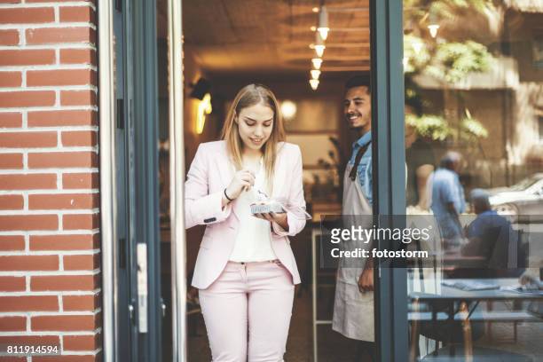 happy customer - leaving restaurant stock pictures, royalty-free photos & images