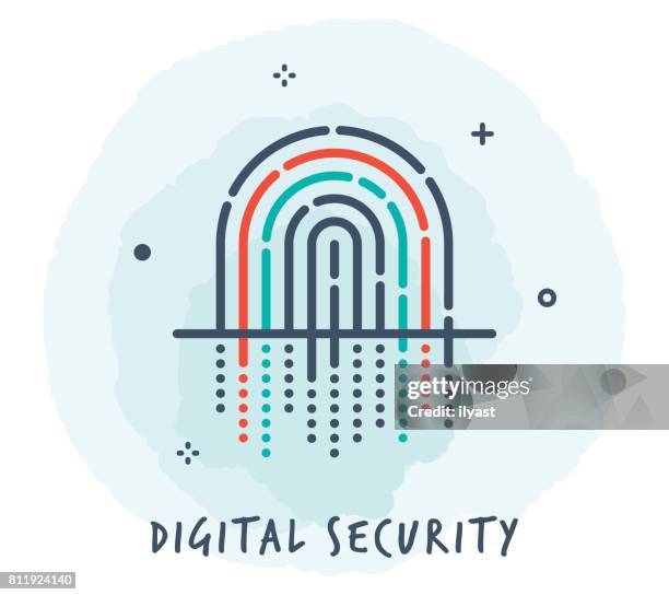 fingerprint line icon - plus pattern stock illustrations