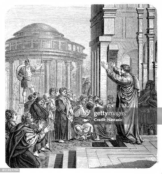 st paul in athens - st paul stock illustrations