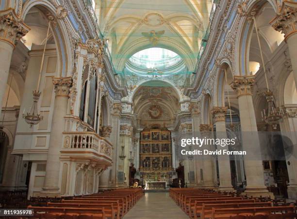 interior of the duomo (san giorgio cathedral) in modica, sicily. - modica sicily stock pictures, royalty-free photos & images