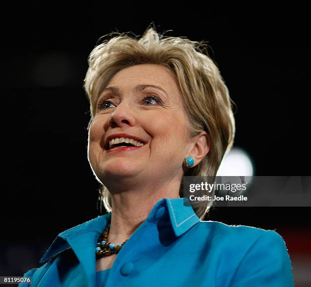 Democratic presidential hopeful U.S. Sen. Hillary Clinton makes a campaign stop at BankUnited Center at University of Miami May 21, 2008 in Coral...