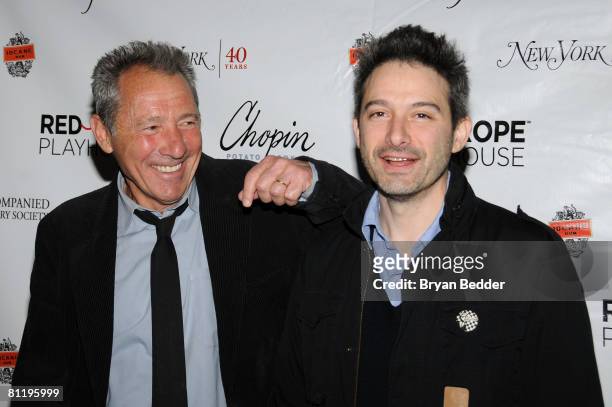 Playwright Israel Horovitz and musician Adam Horovitz arrive at the Red Rope Playhouse presents "Ex-Lovers" at the Westside Theatre on May21, 2008 in...