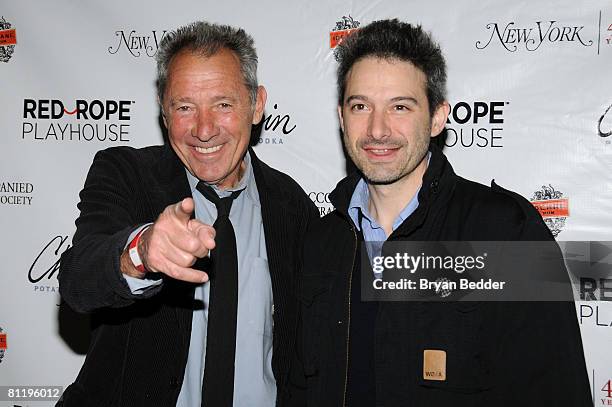 Playwright Israel Horovitz and musician Adam Horovitz arrive at the Red Rope Playhouse presents "Ex-Lovers" at the Westside Theatre on May21, 2008 in...