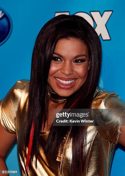 Season 6 winner Jordin Sparks poses in the press room during the American Idol Season 7 Grand Finale held at the Nokia Theatre on May 21, 2008 in Los...