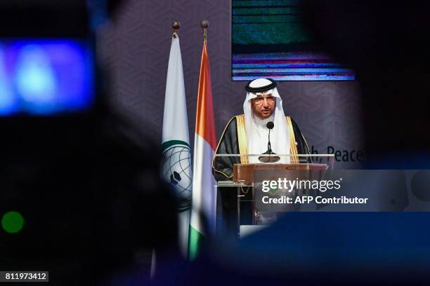 Secretary-General of the Organisation of Islamic Cooperation , Yousef bin Ahmad al-Othaimeen delivers a speech during the opening of the 44th meeting...