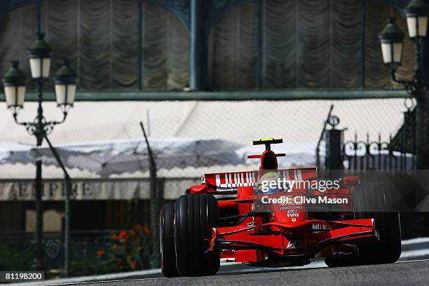 Felipe Massa of Brazil and Ferrari exits Casino Square while driving during practice for the Monaco Formula One Grand Prix at the Monte Carlo Circuit...
