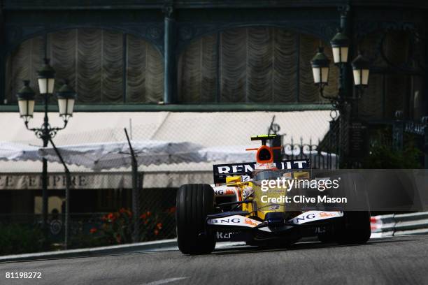 Nelson Piquet of Brazil and Renault exits Casino Square while driving during practice for the Monaco Formula One Grand Prix at the Monte Carlo...