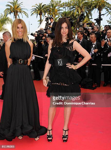 French Vogue Editor-in-Chief Carine Roitfeld with her daughter Julia Restoin-Roitfeld attend the "Che" premiere at the Palais des Festivals during...