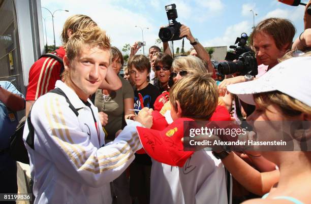 Marko Marin of Germany signs autographs after a press conference at the Son Moix stadium on May 22, 2008 in Mallorca, Spain.