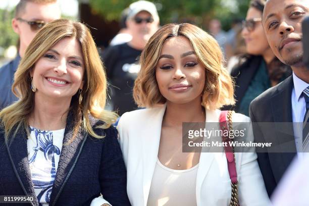 Lisa Bloom and Blac Chyna attend a pre-court hearing press conference at Los Angeles Superior Court on July 10, 2017 in Los Angeles, California.