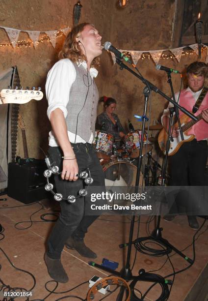 Oscar Dunbar of Khartoum perform at Greta Bellamacina and Robert Montgomery's wedding on July 8, 2017 in Exeter, England.