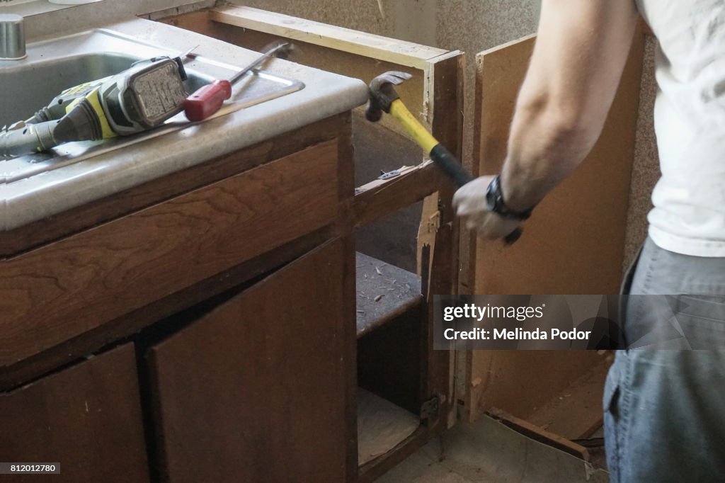 Demolishion stage of a kitchen remodel